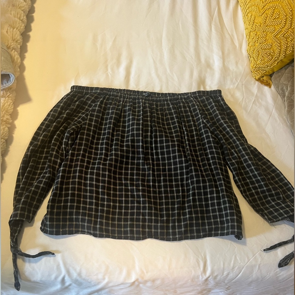 Madewell off the shoulder plaid top